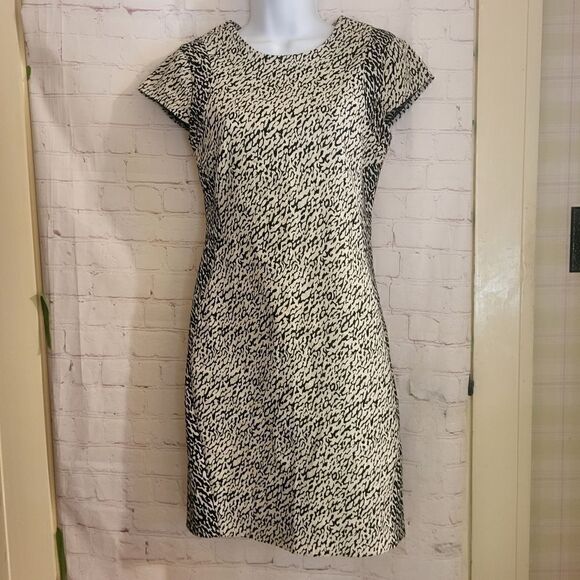 NWT Diane von Furstenberg Black/Wht Snakeskin Print Cap Sleeve Dress XS/0 $248 - Picture 1 of 11